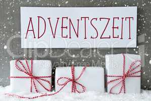 White Gift With Snowflakes, Adventszeit Means Advent Season