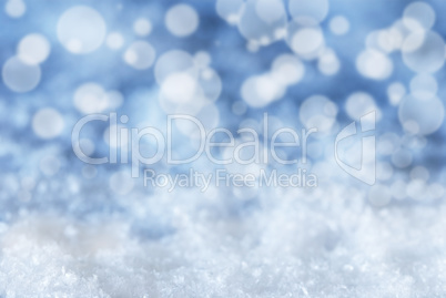 Blue Christmas Background With Snow And Bokeh