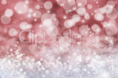 Red Christmas Background With Snow, Stars And Bokeh