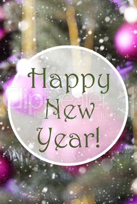Blurry Vertical Rose Quartz Balls, Text Happy New Year