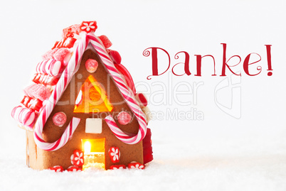 Gingerbread House, White Background, Danke Means Thank You