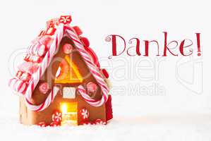 Gingerbread House, White Background, Danke Means Thank You