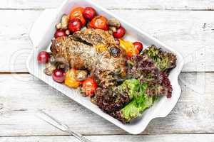 Meatloaf in vegetables and fruits
