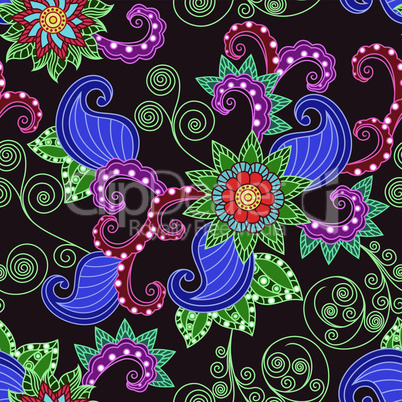 Floral seamless pattern over claret background