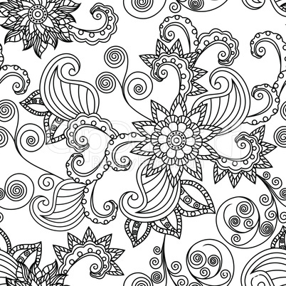 Seamless pattern with flowering plants