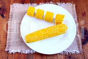 dish with boiled corns on the plate