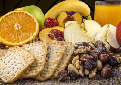 Breakfast with fruits and nuts