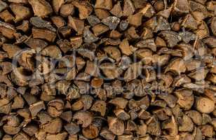 Firewood pile, close up