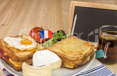 French breakfast and blank chalkboard