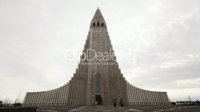Time lapse of church Hallgrimskirkja in Reykjavik, Iceland