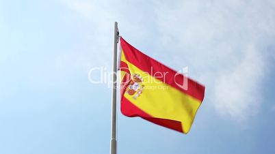 National flag of Spain on a flagpole