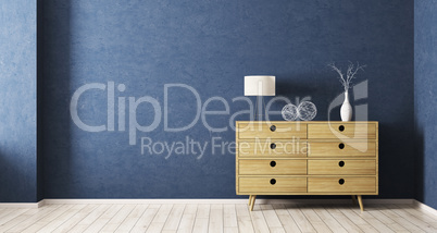 Interiorof room with wooden cabinet 3d rendering