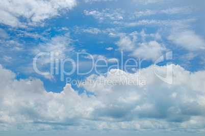 blue sky and white cumulus clouds