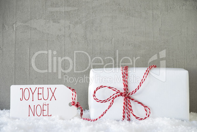 One Gift, Urban Cement Background, Joyeux Noel Means Merry Christmas