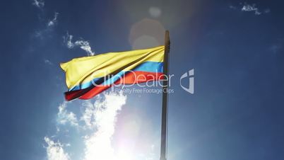 National flag of Colombia on a flagpole