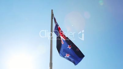 Flag of New Zealand on a flagpole