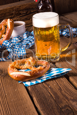 oktoberfest pretzel and beer