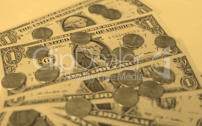 Dollar coins and notes - vintage