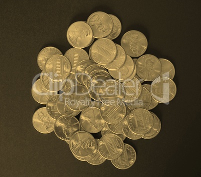 Dollar coins 1 cent wheat penny cent - vintage