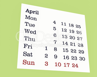 Calendar illustration vintage