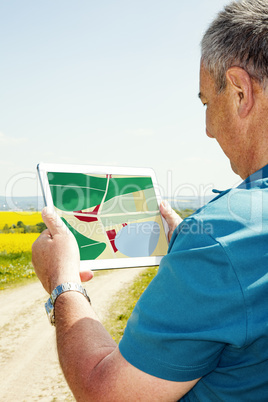 Man navigated with Tablet PC