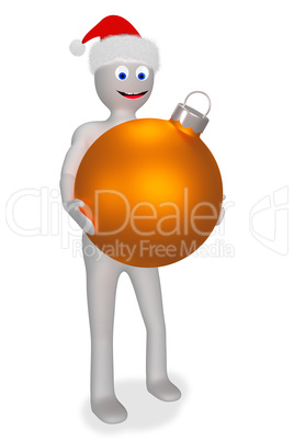 Human figure wearing Christmas ball