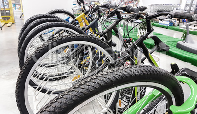 Row of bikes available to sell