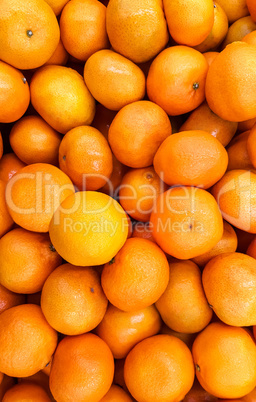 Ripe tangerines as background.