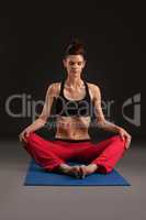 Yoga. Photo of girl practicing breathing exercises