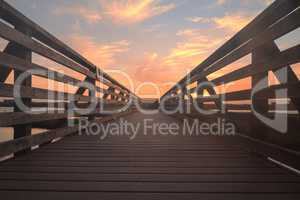 Wooden Boardwalk at sunset