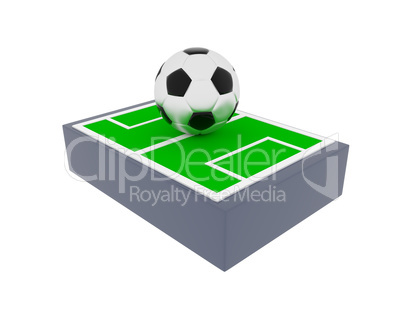 Soccer field with a ball, 3d render