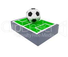 Soccer field with a ball, 3d render