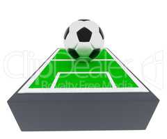 Soccer ball on a field, 3d render