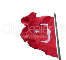 Waving in wind flag of Turkey on flagpole