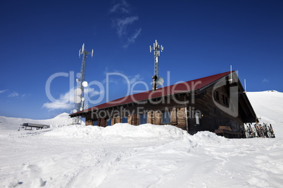 Wooden hotel at ski resort