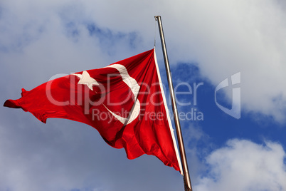 Turkish flag on flagpole