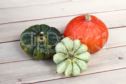 Still life with products of autumn - pumpkins