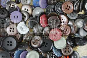 Detail of the stack of various buttons