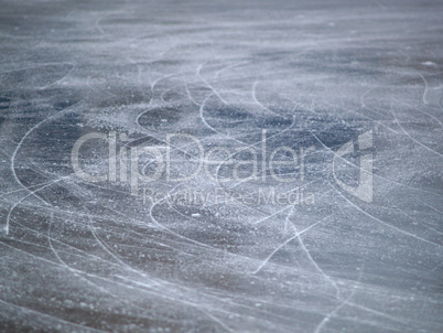 Scratches on the surface of the ice rink
