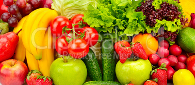 collection fresh fruits and vegetables