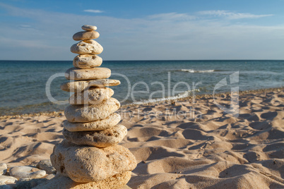 stone piles on the beach