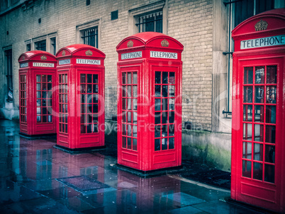 Retro look London telephone box HDR