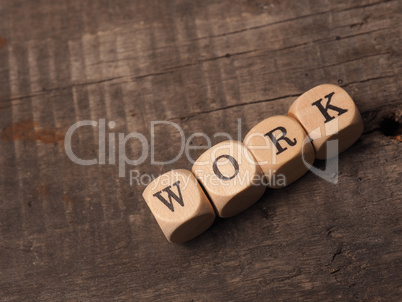 Dices with the word work