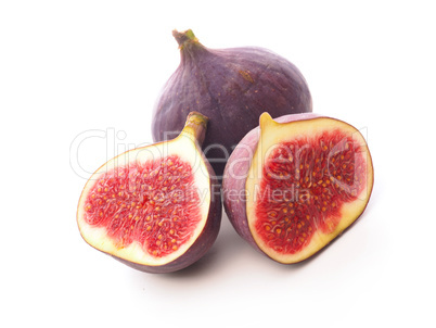 Two fresh figs on white