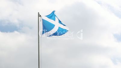 Textile flag of Scotland on a flagpole