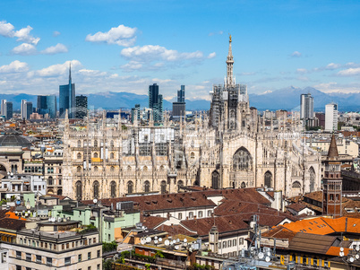 Aerial view of Milan, Italy HDR