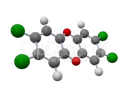 dioxin molecule model - 3d rendering
