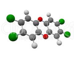 dioxin molecule model - 3d rendering