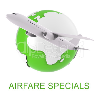 Airfare Specials Means Airplane Promotion 3d Rendering