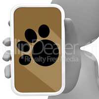Dogs Online Means Mobile Phone 3d Rendering
